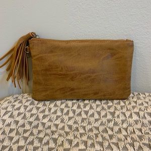 Brown Clutch with Portable IPhone Charger!